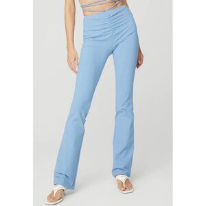 Alo Airbrush High-Waist Cinch Flare Legging Tile Blue Tie-Up Corset Lace Hi-Rise